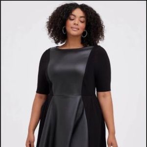 BNWT Torrid black faux leather skater dress 1X $75
